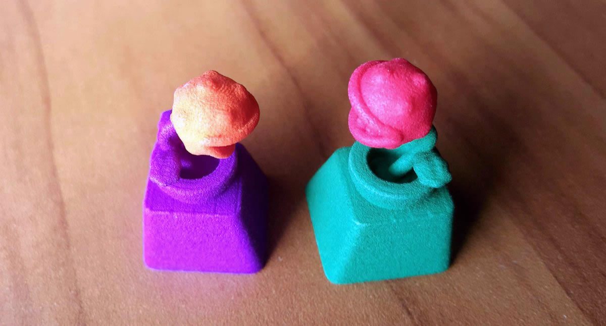 3D printed keycaps vs. artisan keycaps